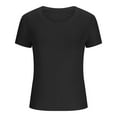 thumbnail image 3 of Summer Savings! Loopsun Womens Summer Top Plus Size, T Shirts for Women, Womens Fashion Summer Short Sleeve Round Neck Solid Casaul Top T-shirt Black XXXL, 3 of 4