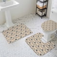 thumbnail image 2 of Baroque Pattern Bathroom Rugs Set Blue Pink Vintage Abstract Flowers Texture Non Slip Absorbent Soft Bath Mats 3 Piece Set with Bathroom Rug, U-Shaped Floor Mat, Toilet Seat Cover Large Size, 2 of 9