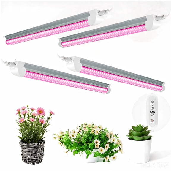 CNSUNWAY T8 4ft LED Grow Light for Indoor Plants, Red & Blue Spectrum, 40W, 4-Pack