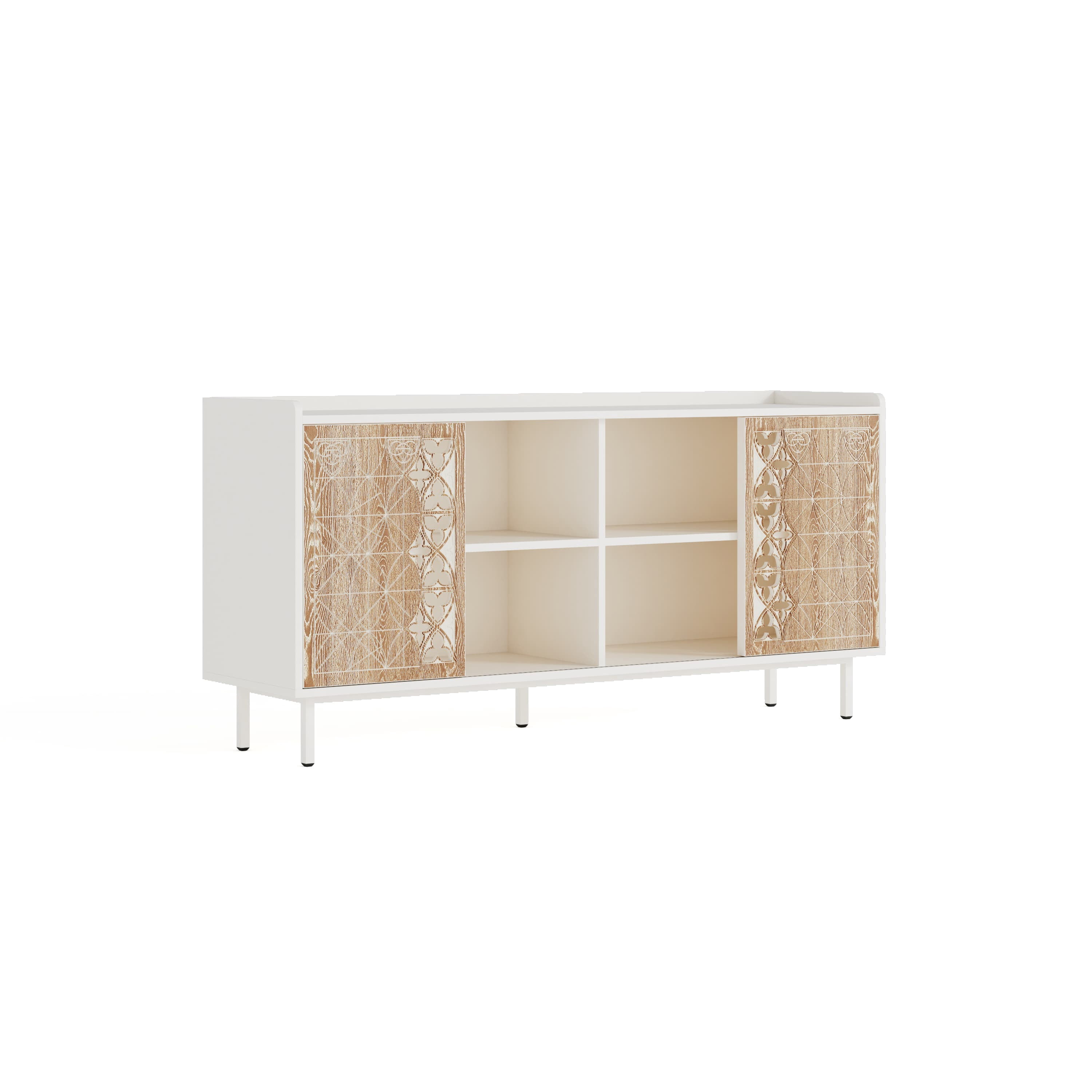 Aukfa Vintage Distressed Accent Cabinet,Rustic TV Buffet Sideboard Storage Cabinet for Living Room/Dining Room/Entryway