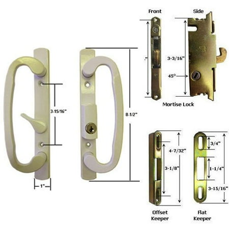 Sliding Door Patio Handle Sliding Glass Patio Door Handle Kit with Mortise Lock and Keepers, B-Position, Beige, Keyed, The latch lever is located off-center, in.., By TechnologyLK ()