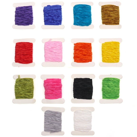 Worms Rayon Yarn Tinsel Chenille Floss Thread Nymph Fly Tying Material 12 Colors