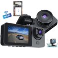 thumbnail image 1 of Grabadora de conducción con wifi de tres grabaciones HD 1080P, grabadora de monitoreo de imagen de marcha atrás con visión nocturna HD para automóvil, 1 of 6