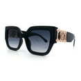 thumbnail image 4 of Womens Diva Oversized Thick Temple Jewel Hinge Fashion Plastic Sunglasses Black - Smoke, 4 of 8