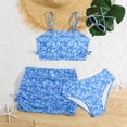 thumbnail image 4 of GYRATEDREAM 7-12Y Girls 3 Pieces Swimsuit Flower Print Soild Tie-dye Bikini Set w/Beach Skirt Bathing Suit, 4 of 6