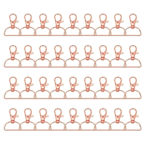 Uxcell 1 Inch 25 mm Swivel Lobster Clasp, 60 Pcs Metal Swivel Clasp Hooks Trigger Snap Clips Lanyard Claw Clasps with D Ring for Key Chain Making DIY Crafts Purse Hardware, Rose Gold