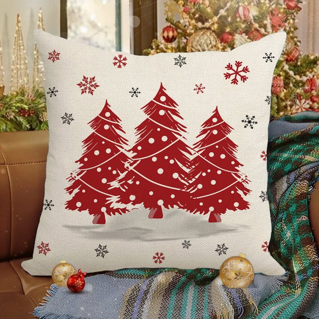 Puntoco Funda de almohada navideña Funda de almohada de invierno para dormitorio Funda de almohada con estampado navideño Decoración navideña Regalo navideño Funda de almohada roja