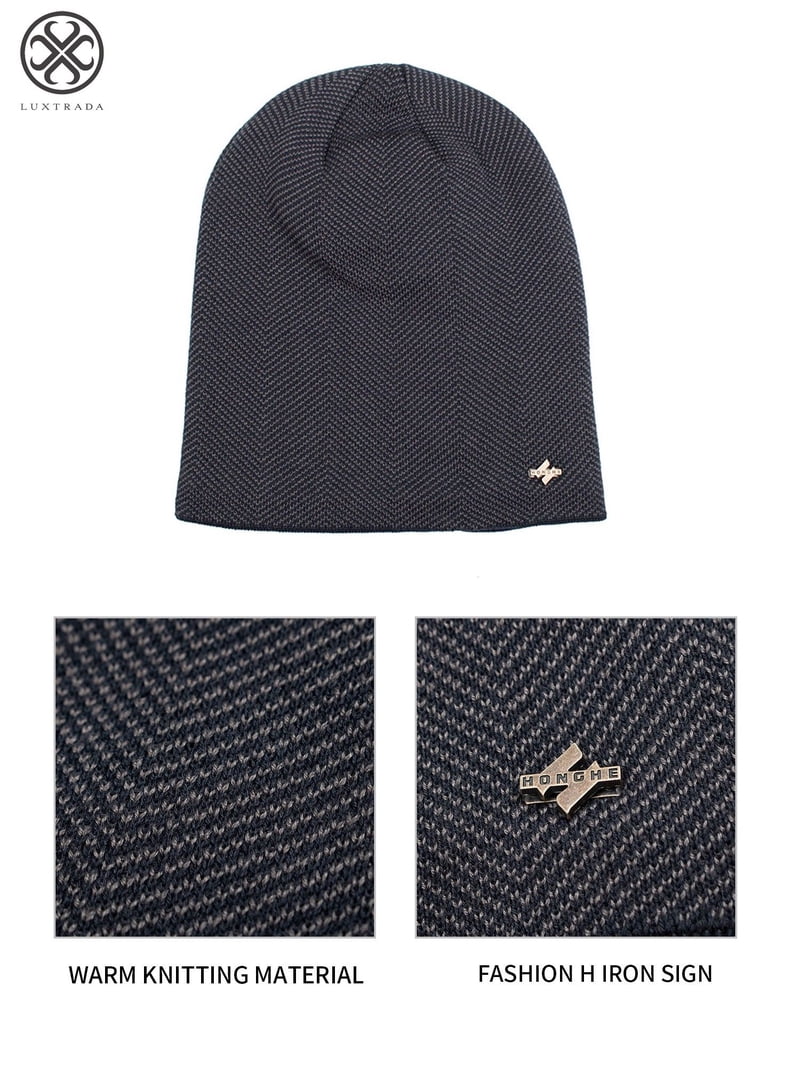 Luxtrada Mens Winter Warm Knitting Hats Plain Skull Beanie 