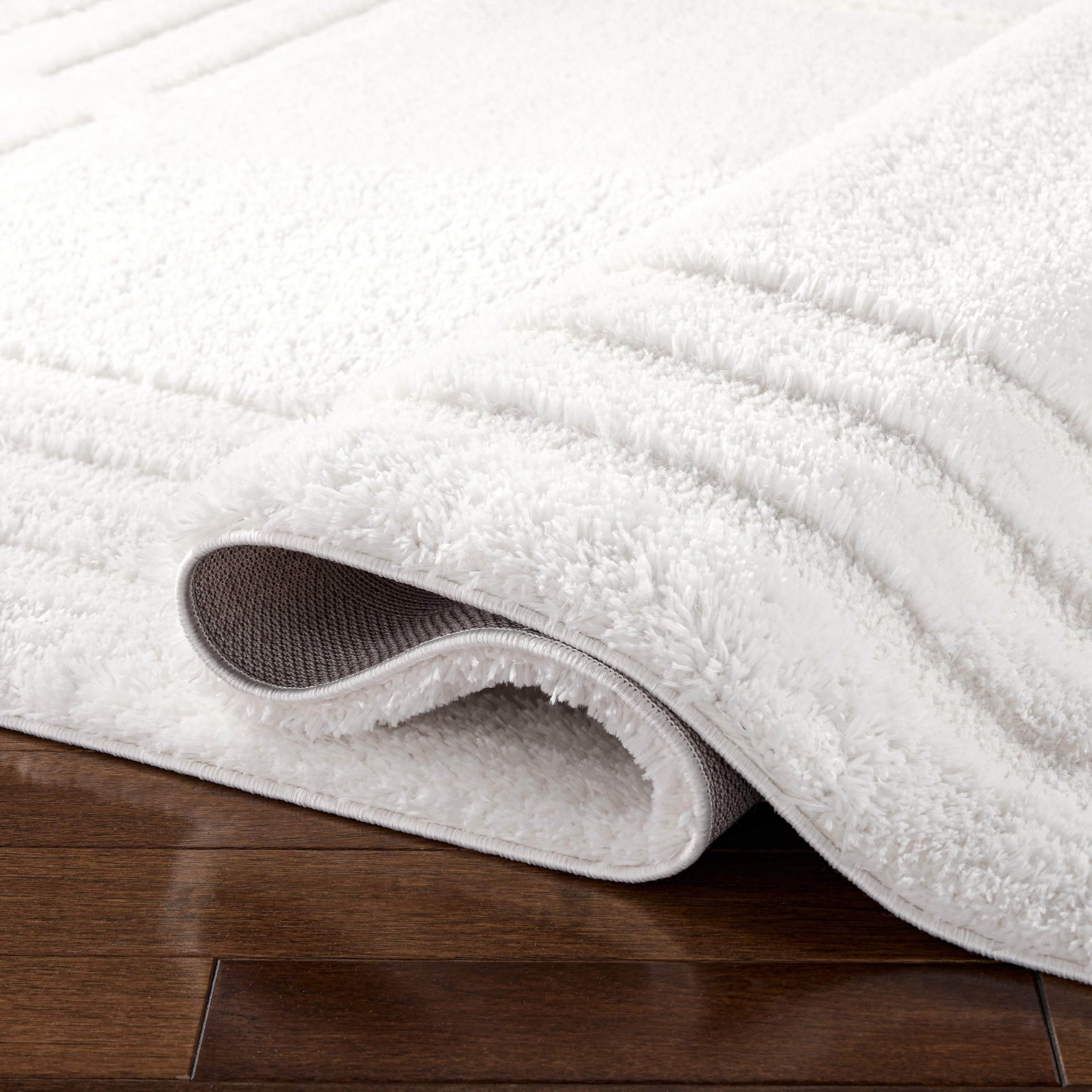 TOWN & COUNTRY EVERYDAY Cloud Shag Plush Border Area Rug with High-Low Pile, Ivory, 6'6"x9'6"