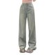 thumbnail image 2 of WILLBEST Pantalones Casuales para Mujer, Ajustados, de Cintura Alta, de Pierna Ancha, Vaqueros con Detalle de Lazo Bordado, Ligeros, de Verano, para Mujeres Pequeñas. Chica, 2 of 8