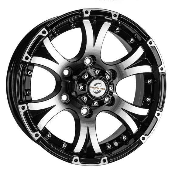 Viking Series Machined Lip and Face Gloss Black Aluminum Trailer Wheel with Black Cap - 15" x 6" 6 On 5.5 - 2830 LB Load Carrying Capacity - 0 Offset