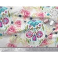 thumbnail image 3 of Soimoi Moss Georgette Fabric Skull,Rose & Anemone Flower Decor Fabric Printed Yard 42 Inch Wide, 3 of 3