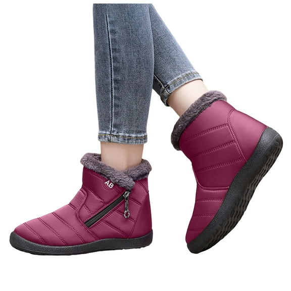 Women's Warm Fleece Lined Winter Snow Boots Waterproof Ankle Boots Outdoor Non Slip Walking Shoes