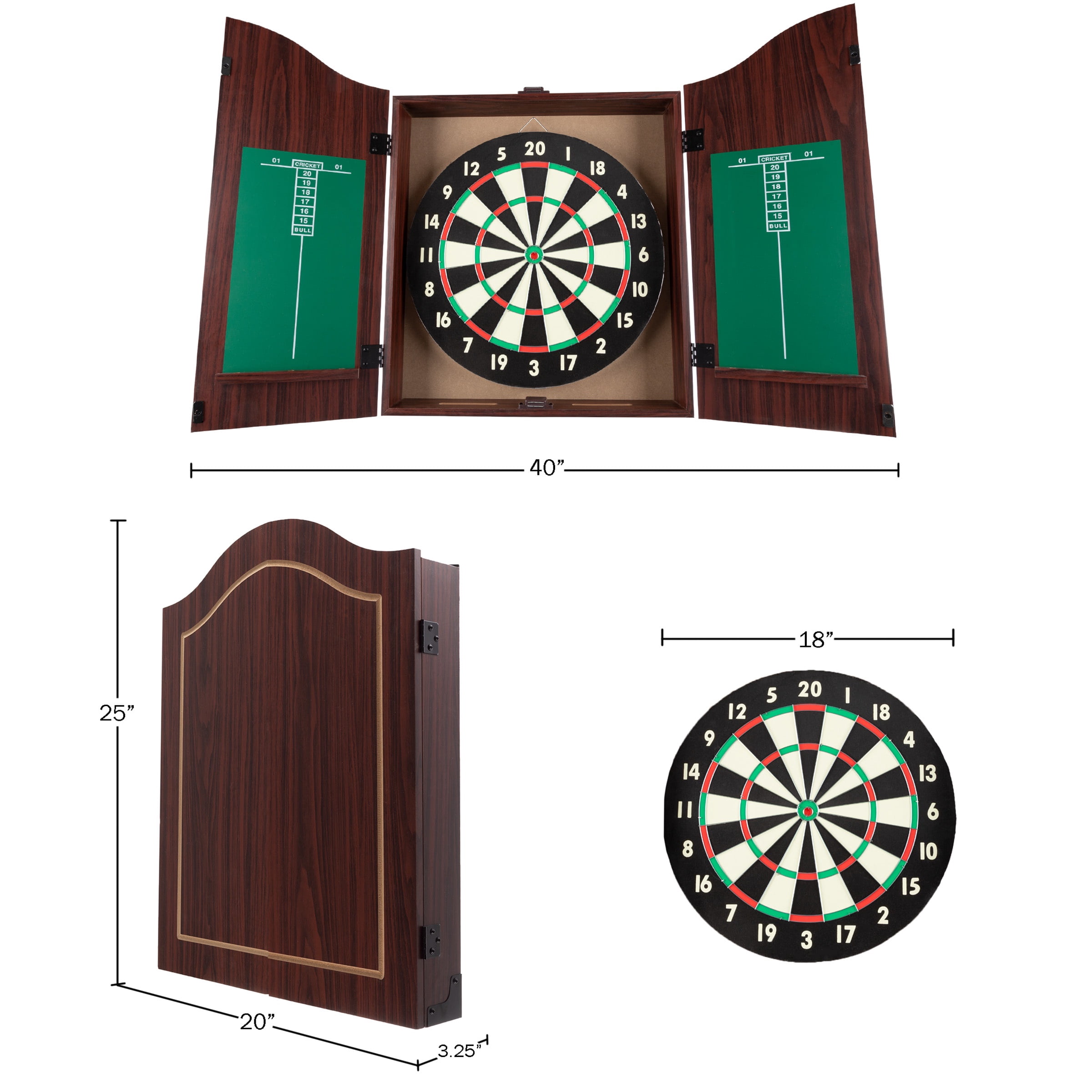 Trademark Poker Dart Board Cabinet Set with Official Size 18-inch Dartboard and 6 Darts