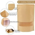 thumbnail image 2 of 100pcs Kraft Stand Up Pouches,Ziplock Stand Up Bags with Matte Window, Reusable, Heat-Sealable for Home or Business, 2 of 6