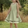 thumbnail image 5 of Mevxay Girls Elegant Dresses Sleeveless Round Neck A-line Party Dance Graduation Mesh Dress Size 5-12 Green, 5 of 9