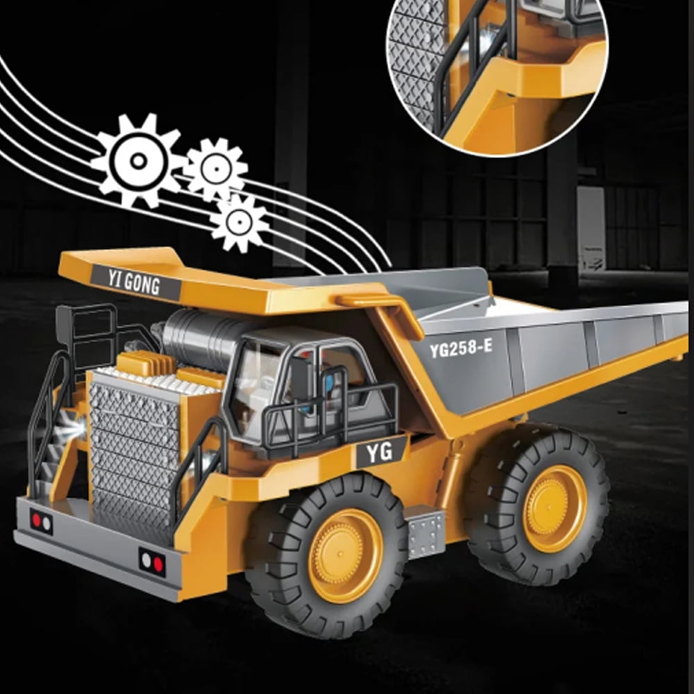 TZDZRC 1047 Children 2.4G, 9CH Remote Control Model Car Toys Dump Truck Vehicle Christmas Birthday Gifts, 1 Battery
