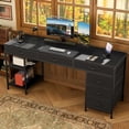 thumbnail image 2 of Amadwell 54" Desk with Drawers & Storage, Office Desk with Reversible Shelves, Gaming Computer Desk, Black, 2 of 9