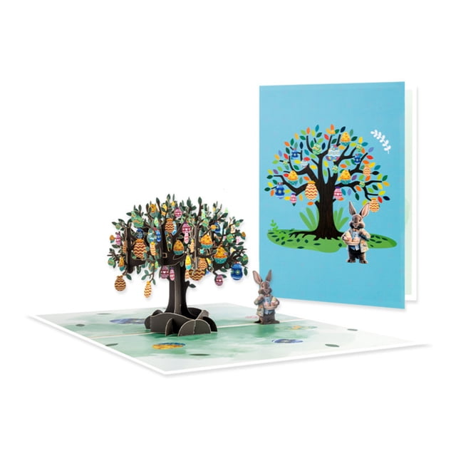 Easter 3D Pop-Up Card – Paper-Cut Easter Egg Tree Greeting, Multi-Layered Holiday Card for Loved Ones, Doubles as Spring Home Decor (1 Card)