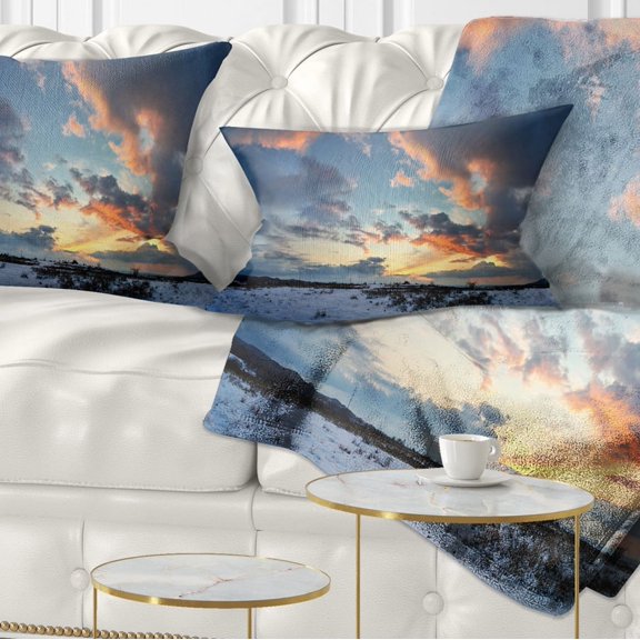 Designart Dark Winter Sky - Landscape Photography Throw Pillow - 12x20