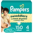 thumbnail image 3 of Pampers Swaddlers Diapers, Size 4, 150 Count and Pampers Sensitive Baby Wipes Unscented, 4 Pack, 336 Total Count, 3 of 4