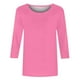 thumbnail image 4 of Blusas Umfun para mujer, cuello redondo liso, manga 3/4, blusa informal versátil, rosa, XL, 4 of 5