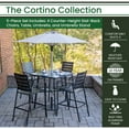 thumbnail image 2 of Hanover Cortino 5-Piece Commercial-Grade Counter-Height Dining Set with 4 Chairs, 38-in. Slat-Top Table, 7.5-ft. Umbrella and Stand, 2 of 11