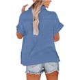thumbnail image 5 of Lixiuxyad Summer Blouse Stylish Women Shirts For Everyday Wear V Neck Long Sleeve Top Solid Color Casual Shirt For Spring And Summer Versatile For Jeans And Casual Pants, 5 of 6