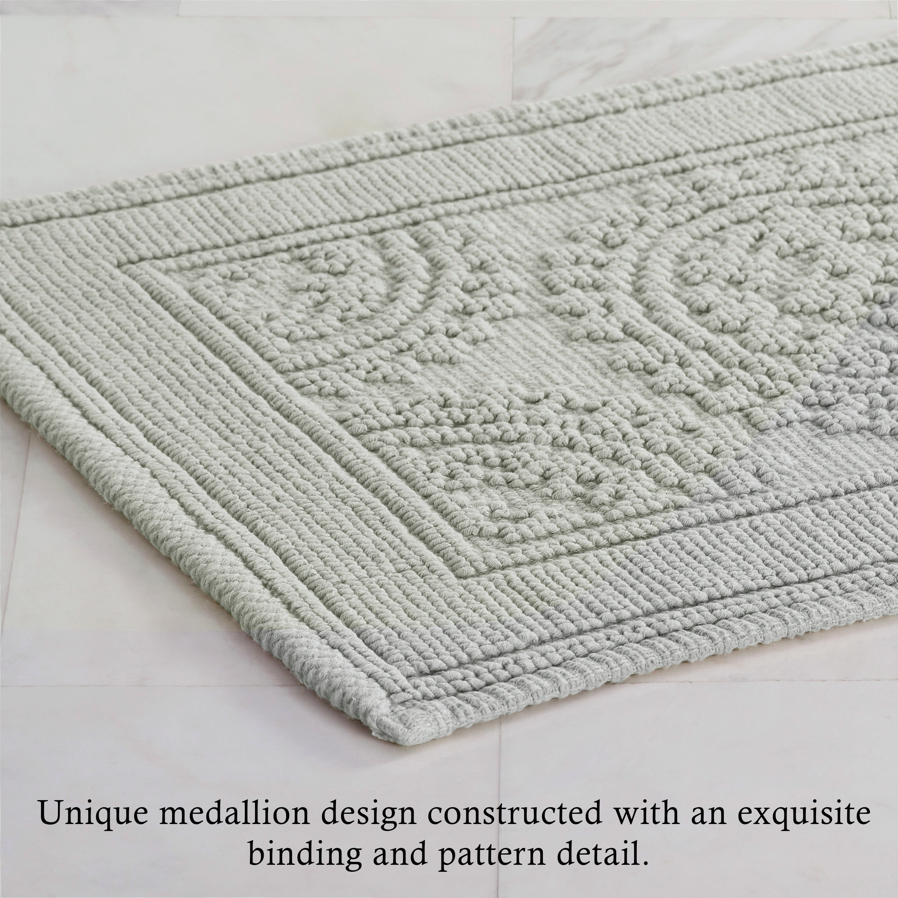 Aqua, Medallion, 21x34 in Bath Rug, Jean Pierre