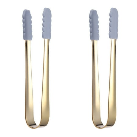 

2Pcs Stainless Steel Ice Cube Clips Multi-functional Coffee Clips Small Food Tongs
