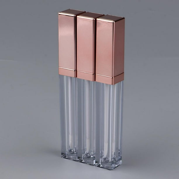Pack de 3 Envases Vacíos de Brillo Labial Macarena Cuerpo Claro Y Tapa Dorada Tubo cosmético para botella de brillo labial