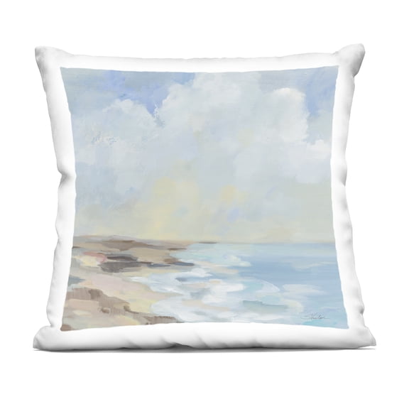 Stupell Industries By The Beach Shore 18" x 18" Landscape & Nature Print Polyester Throw Pillow, Zip Closure 1 Count