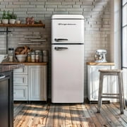 Frigidaire 7.5 Cu. ft. Retro Refrigerator, Apartment Size Top Mount Fridge with Chrome Handles, Cream EFR756