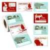504 Pack Christmas Sticker Labels for Gifts, 6 Happy Holidays Winter Animal Designs (2x3 In)