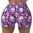 thumbnail image 2 of Lsque cute rainbow mushroom Skull Pattern High Waisted Biker Shorts for Women-Tummy Control Fitness Athletic Workout Running Yoga Gym Shorts,Moisture-Wicking-Medium, 2 of 9