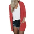 thumbnail image 4 of Pompotops Blouse Décontractée pour Femme à Couleur Unie à Manches Trois Quarts avec Poche Cardigan Liquidation, 4 of 6