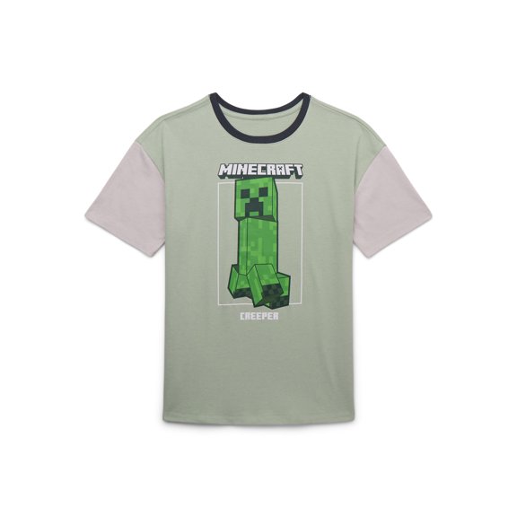 Minecraft Boys' Front Back Graphic Tee with Short Sleeves, Sizes 4-18