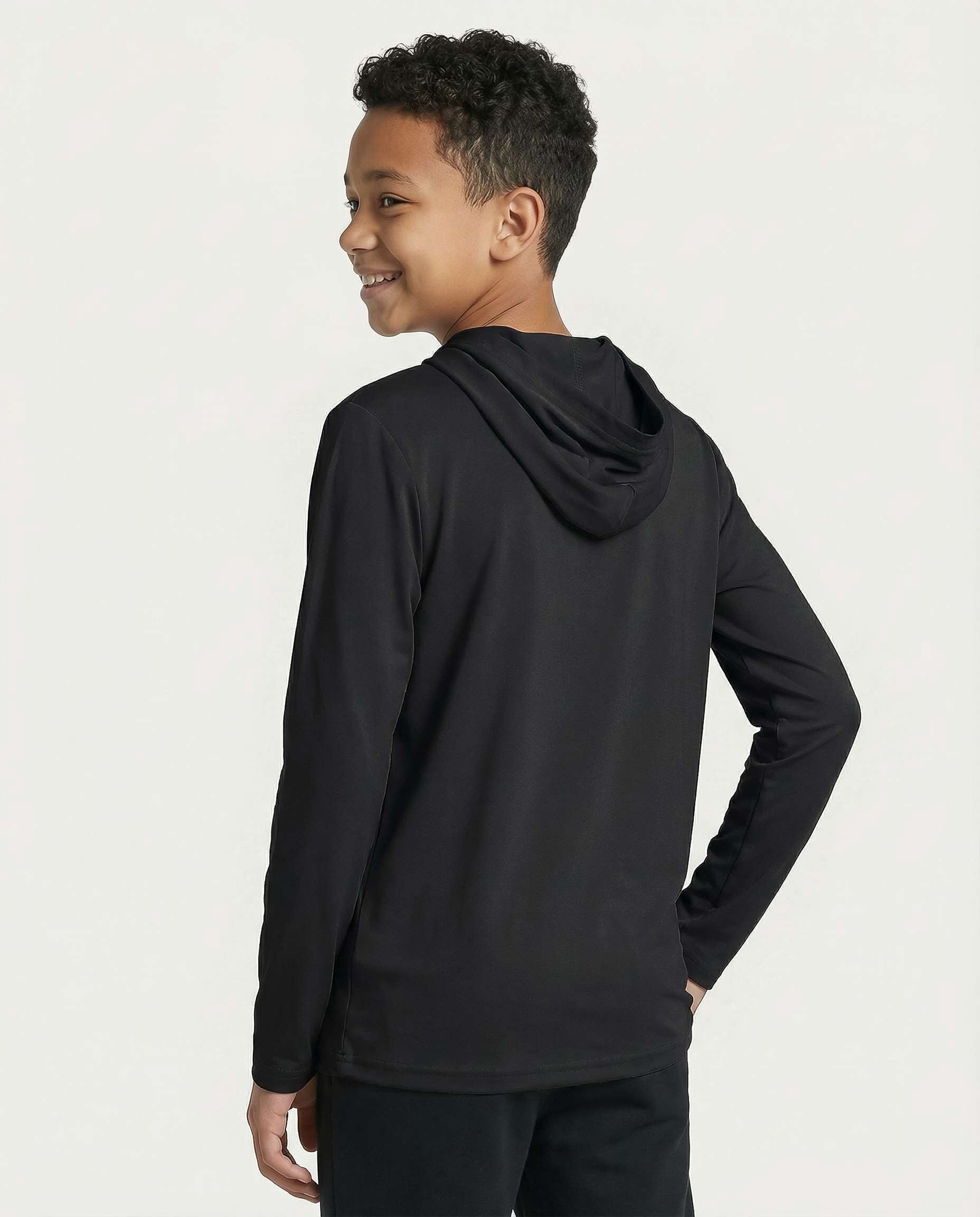 Real Essentials 3 Pack: Dry-Fit Youth Boys Teen Active Long Sleeve Hoodie Sweatshirts - Hooded Pullover Shirts
