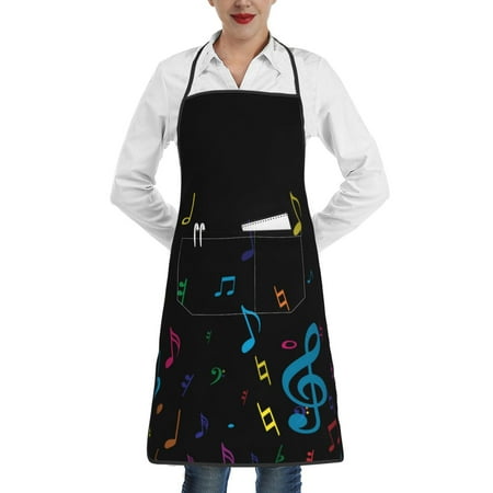 

Matuu Color Musical Notes for Adjustable Cooking Aprons for Women with Pockets Kitchen Aprons for Men Water and Oil Resistant