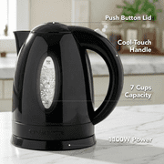 OVENTE 1.7L Electric Kettle with 1100W Fast Boiling Water, Black KP72B | Best For Coffee or Tea, BPA-Free, Water Level Gauge, Auto Shut-Off, Indicator Light, Boil-Dry Protection & Removable Filter