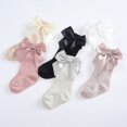 thumbnail image 3 of 10 Pack Baby Girls Knee High Socks Toddler Big Bow Breathable Dress Socks Little Girls Cotton Tube Stockings for Newborn Infant 0-3 Years (1/4/6/10 Pairs), 3 of 9