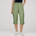 thumbnail image 2 of vigerkar Cargo Capri Pants Women High Waisted Elastic Capris Trousers Cropped Pants with Pockets Casual Work Clothes (Green, XXL), 2 of 5