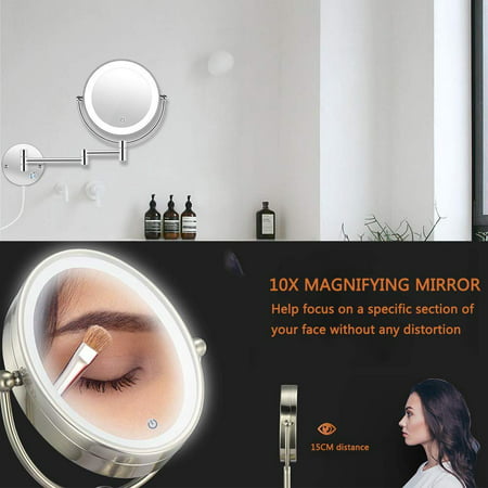 Led Lighted Vanity Mirror, Beautural 10x Magnifying Lighted Vanity Makeup Mirror With Natural White Led