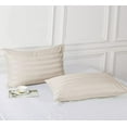 thumbnail image 4 of 100% Egyptian Cotton Standard Pillow Protectors Set of 2, 400 Thread Count Sateen Weave Cooling Pillowcase, Easy Care Zippered Style Pillow Covers (Striped Light Beige, Standard), 4 of 8