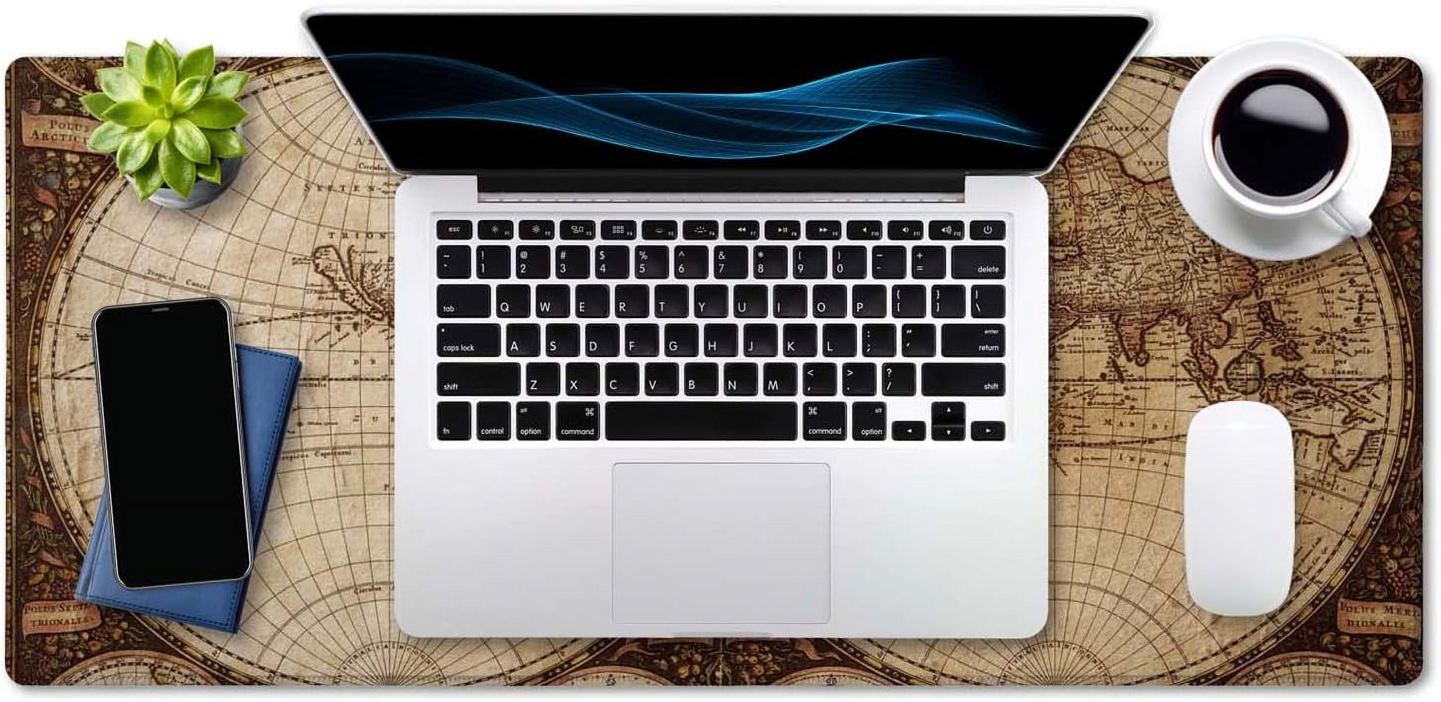 Extended Gaming Mouse Pad XXL ArtSo Large Keyboard Mat Long Mousepad Desk Decor Writing Pad Non Slip Rubber Base Stitched Edges for Work, Game, Office, Home, 35.5" x 15.7", Vintage World Map