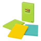 Post-it Notes Lined Pads — 4x6 Inches, Assorted Ultra Colors, 3 Pads Per Pack