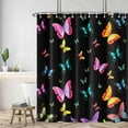 thumbnail image 3 of Trippy Butterfly Shower Curtain Colorful Moth Insect in Black Art Psychedelic Aesthetic Shower Curtains Funny Dorm Bathroom Decor for Girls 72x72 Inch Waterproof Polyester Fabric, 3 of 5