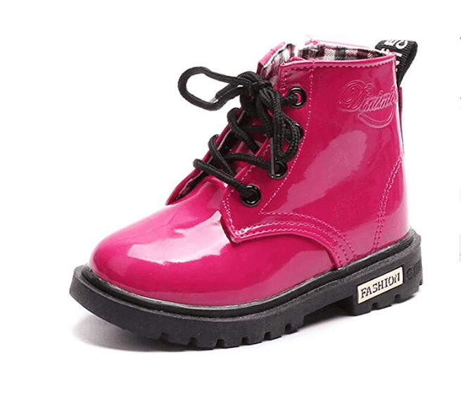 Kids Boots Girls Boys PU Waterproof Ankle Boots 7 Add Cotton for Toddlers Little Big Pink 