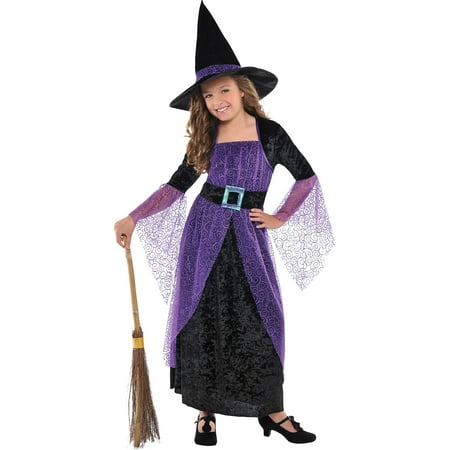 Suit Yourself Pretty Potion Witch Costume for Girls, Includes a Black and Purple Dress and a Witch's Hat