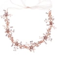 thumbnail image 4 of Miallo Elegant Rose Gold Bridal Hair Vine with Faux Pearls, Shimmering Flower Wedding Headband with Organza Ribbon for Holiday Ball Party, 4 of 7